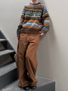 SWAYING 25 Fall/Winter Collection: Cotton Straight-Leg Pants with Fanned-Out Pockets (SW-SW25AW3B22C2S2-KF, Coffee)